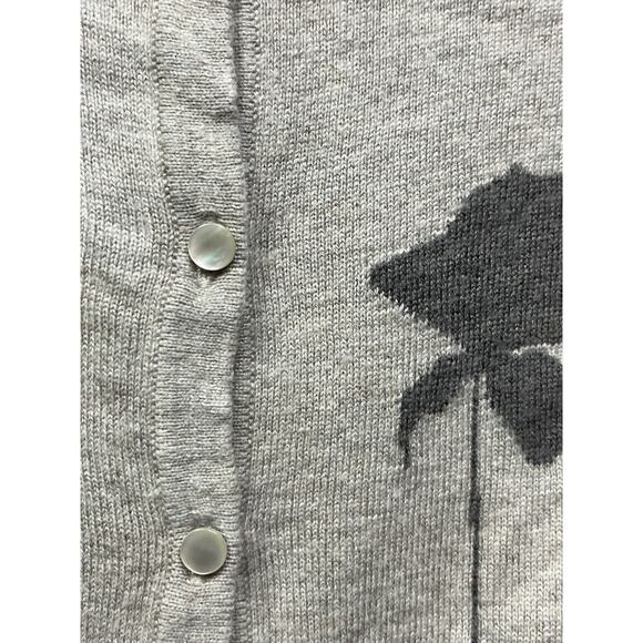 J Jill Cardigan Womens Small Lambs Wool Angora Cashmere Blend Floral cropped Tan - Picture 6 of 7